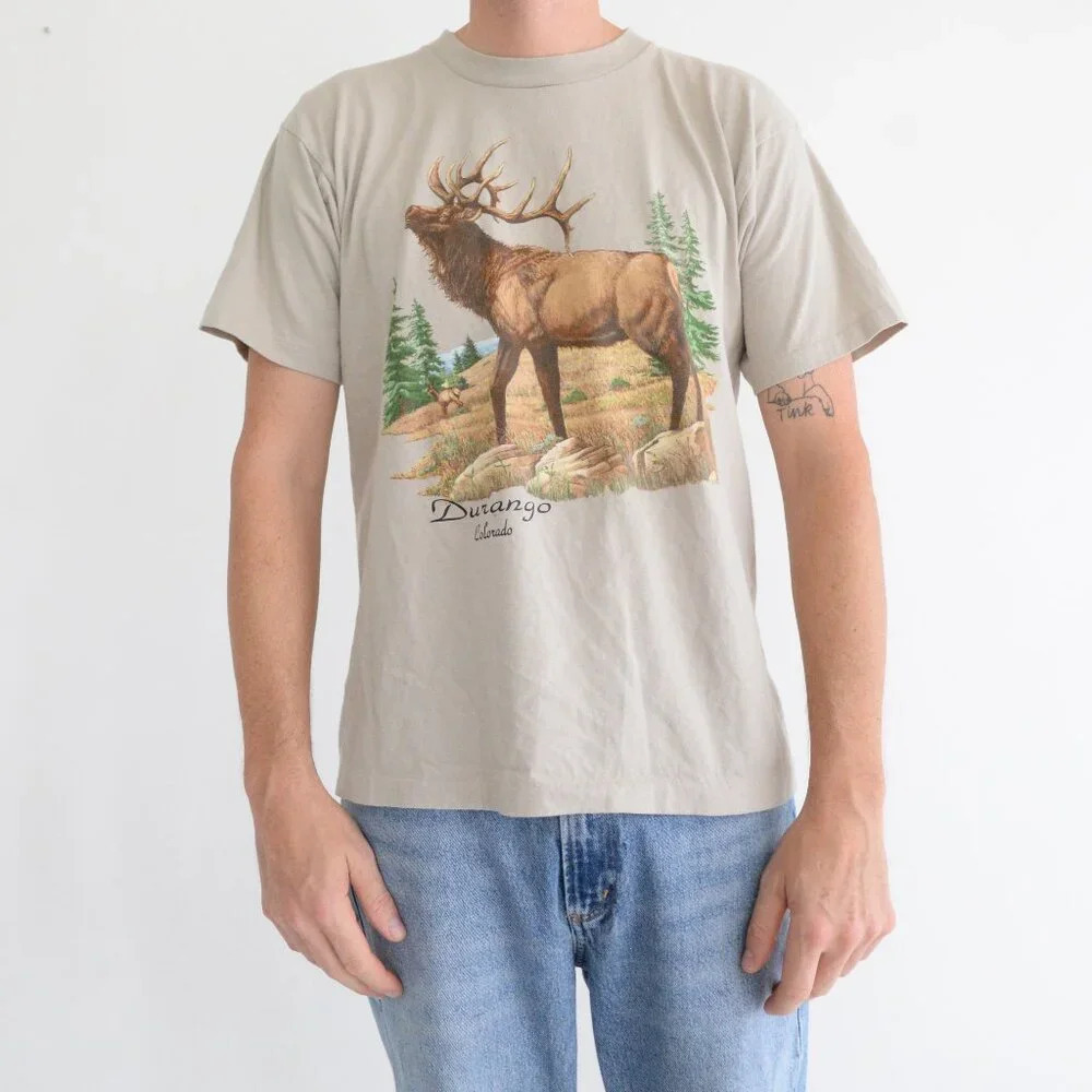 Vintage '97 Eagle KC Elk Outdoors Durango Co Single Stitch Short Sleeve T Shirt